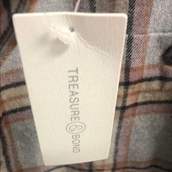 Treasure & Bond Gray and Yellow Casual Button Down Shirt - Picture 2 of 6